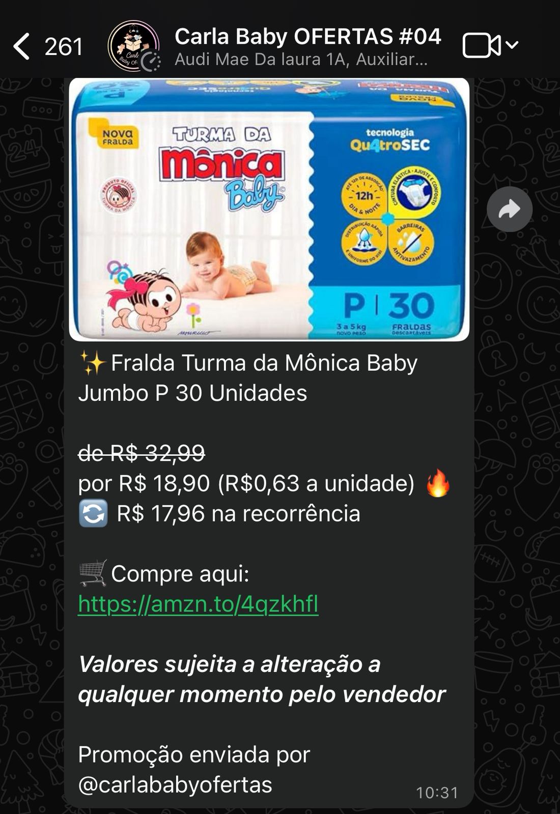 Oferta postada automaticamente no grupo 1