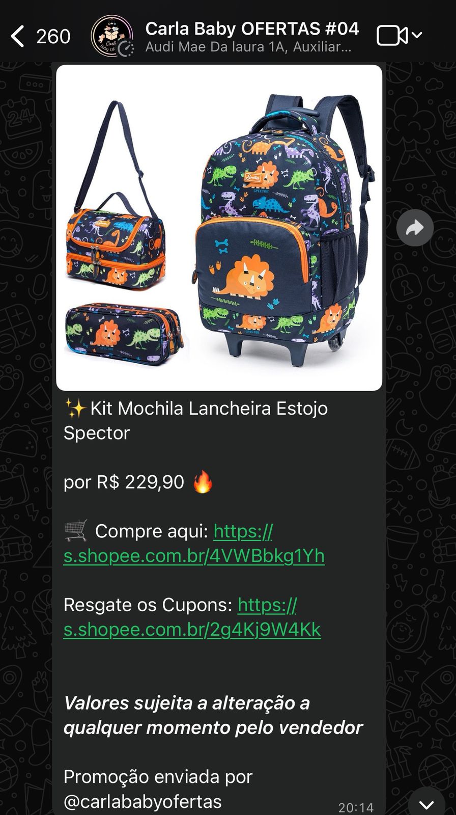 Oferta postada automaticamente no grupo 2