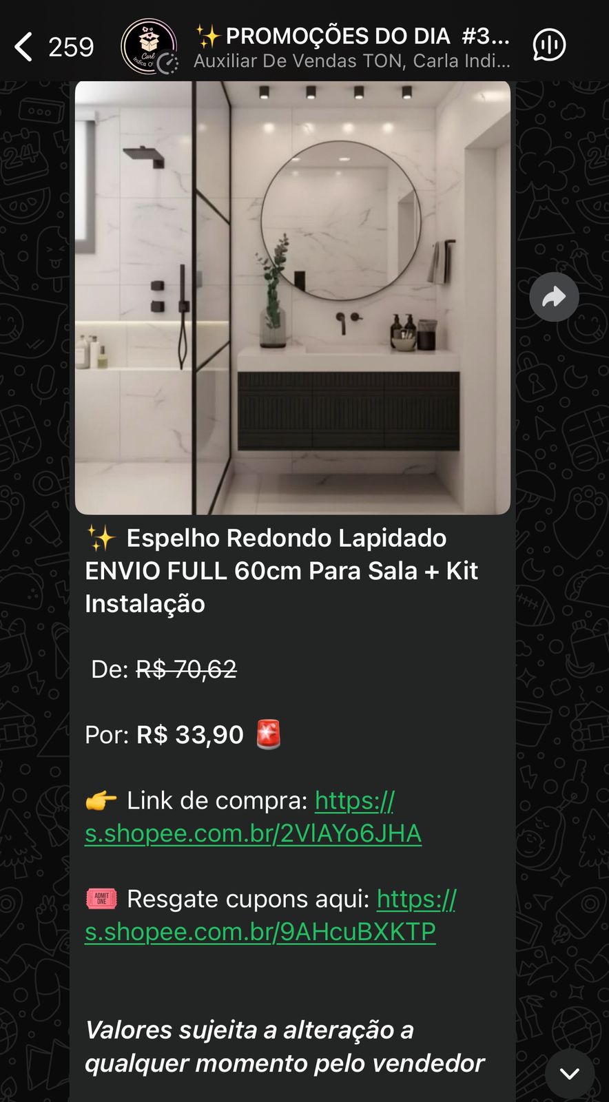 Oferta postada automaticamente no grupo 3