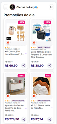 Vitrine completa com todas as ofertas